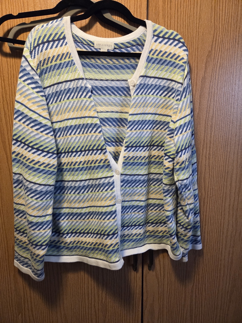 Appleseed's Blue, Yellow & White Striped Knit Cardigan